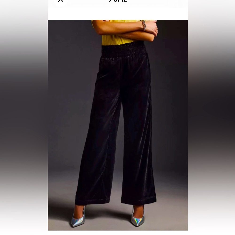 Anthropologie Maeve Women's Wide-Leg Velvet Pants XS Pull on Elastic waist NWOT